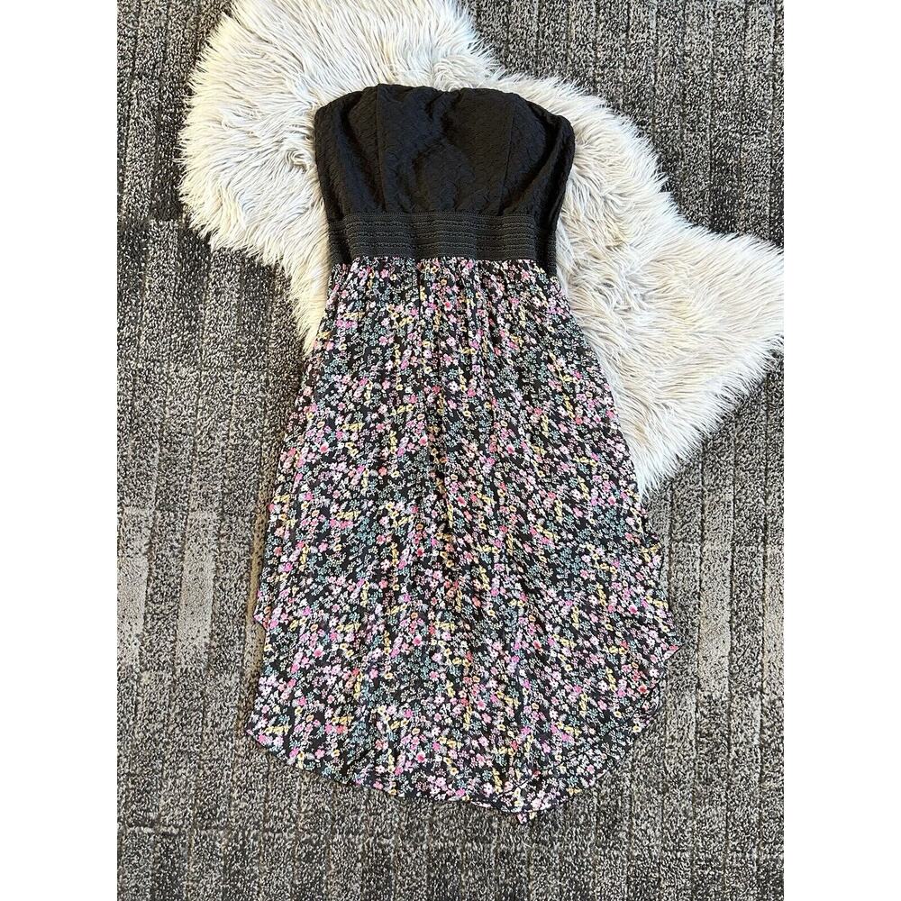 No Boundaries Strapless‎ Dress Black-Multicolored Slit-side skirt Plus Sized XXL